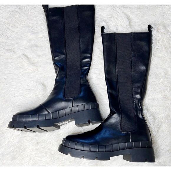 Princess Polly Douglas Platform Boots Black Chelsea New Size 7 - Picture 4 of 9